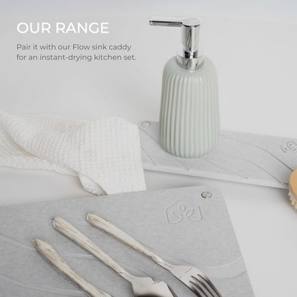 Natureva Home - Stone Dish Drying Mat | Super Absorbent, Quick Dry | Diatomite Mats for Kitchen Counter | Made of Natural Diatomaceous Earth | Absorbing Water Instantly | Design Tide | Colour Graphite