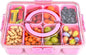 KIGITIONE Snackle Box, Pink 8 Compartments Portable Serving Tray, Divided Snackle Box Container with Lid and Handle, Snack Organizer for Fruits, Snacks, Nuts, Candy, Ideal for Party, Travel & Picnics