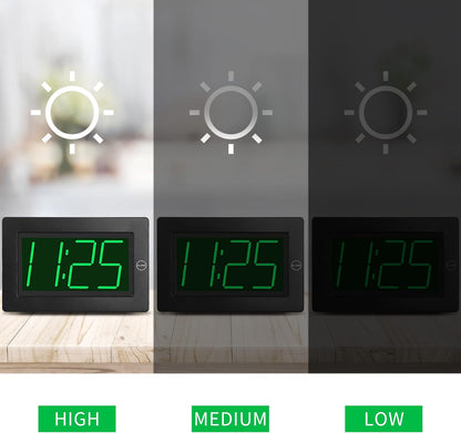 Wall Clock, Digital Clock, 8" Extra Large Display, 3" Big LED Number, Battery Operated, Adjustable Brightness, Clock for Bedroom, for Desk, Wall Mounted