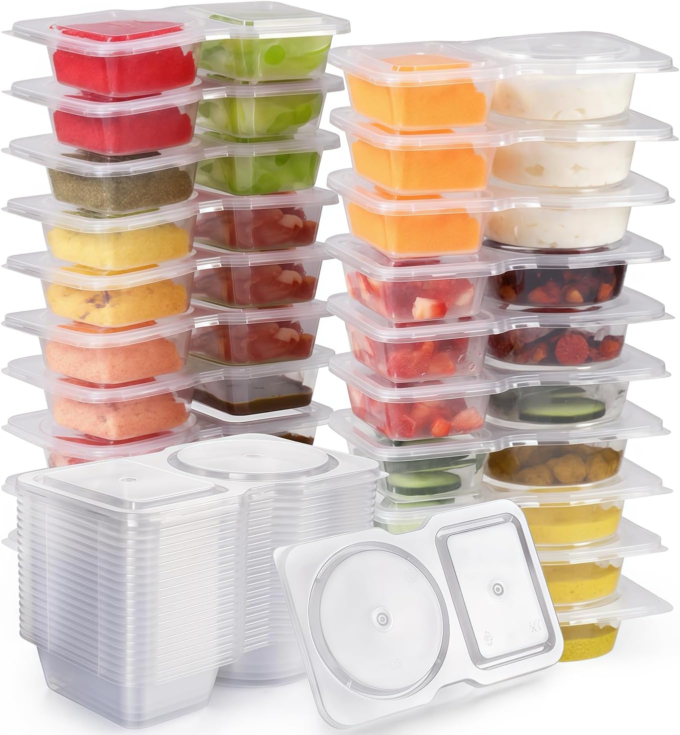 Pure Future 50-Piece Large Airtight Food Storage Containers with Lids, BPA-Free Stackable & Microwave Safe Kitchen Set for Meal Prep, Freezer Use - 25 Containers & Lids, Leakproof Design
