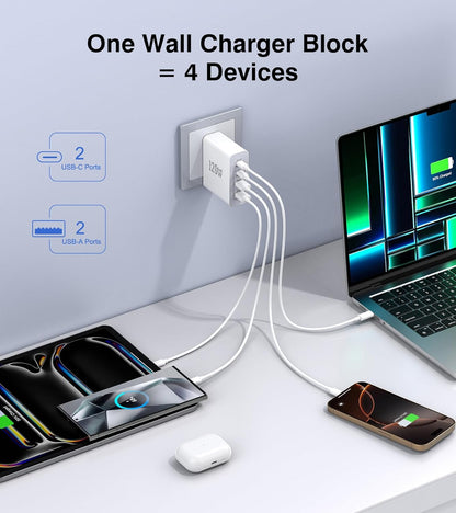 USB C Fast Charger, 150W 6 Port Desktop PD GaN Fast Charger Charging Station Block 65W USB C Laptop Charger for MacBook Pro/Air iPad iPhone 16 15 14 13 12 Pro Max Galaxy S23 Note 20 Pixel