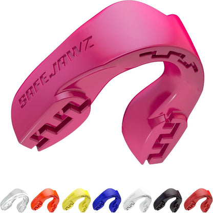 SAFEJAWZ Mouthguard Strapless Slim Fit, Adults and Junior with Case for Boxing, Basketball, Football, MMA, Martial Arts, Hockey and All Contact Sports (Adults (12+ Years), Black)