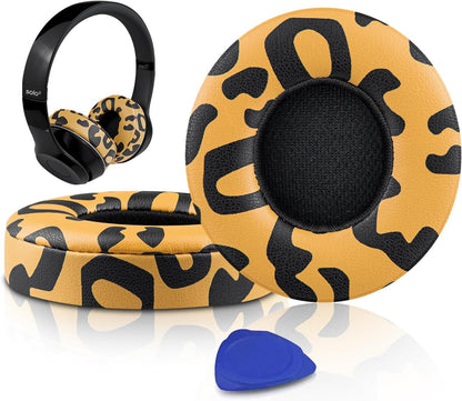 SoloWIT® Ear Pads Cushions Replacement, Earpads for Beats Solo 2 & Solo 3 Wireless On-Ear Headphones with Soft Protein Leather, Stronger Adhesive, Noise Isolation Memory Foam - Black