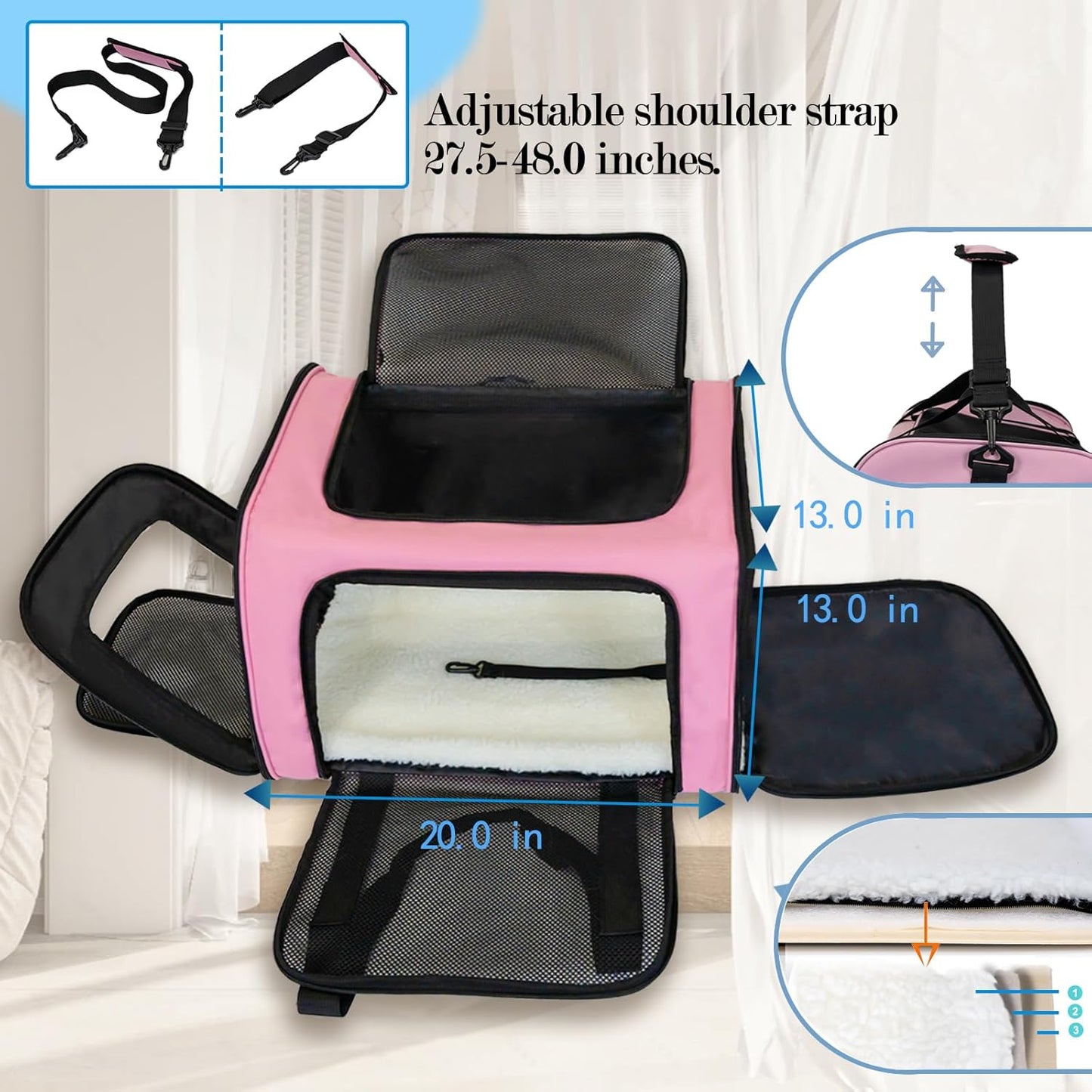 Top tasta Dog Cat Carrier Pet Carriers for Small Medium Large Cats Dogs Carrier Soft Sided Small Puppy Dog Carrier Portable Foldable Airline Approved Dog Cat Travel Carrier Grey Medium