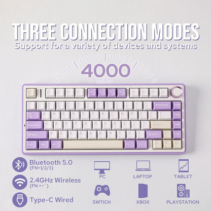 EPOMAKER x Aula F75 Gasket Mechanical Keyboard, 75% Wireless Hot Swappable Gaming Keyboard with Five-Layer Padding&Knob, Bluetooth/2.4GHz/USB-C, RGB (Black Gradient, LEOBOG Reaper Switch)