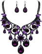 BriLove Women's Tribal Ethnic Crystal Chunky Statement Necklace Dangle Earrings Set