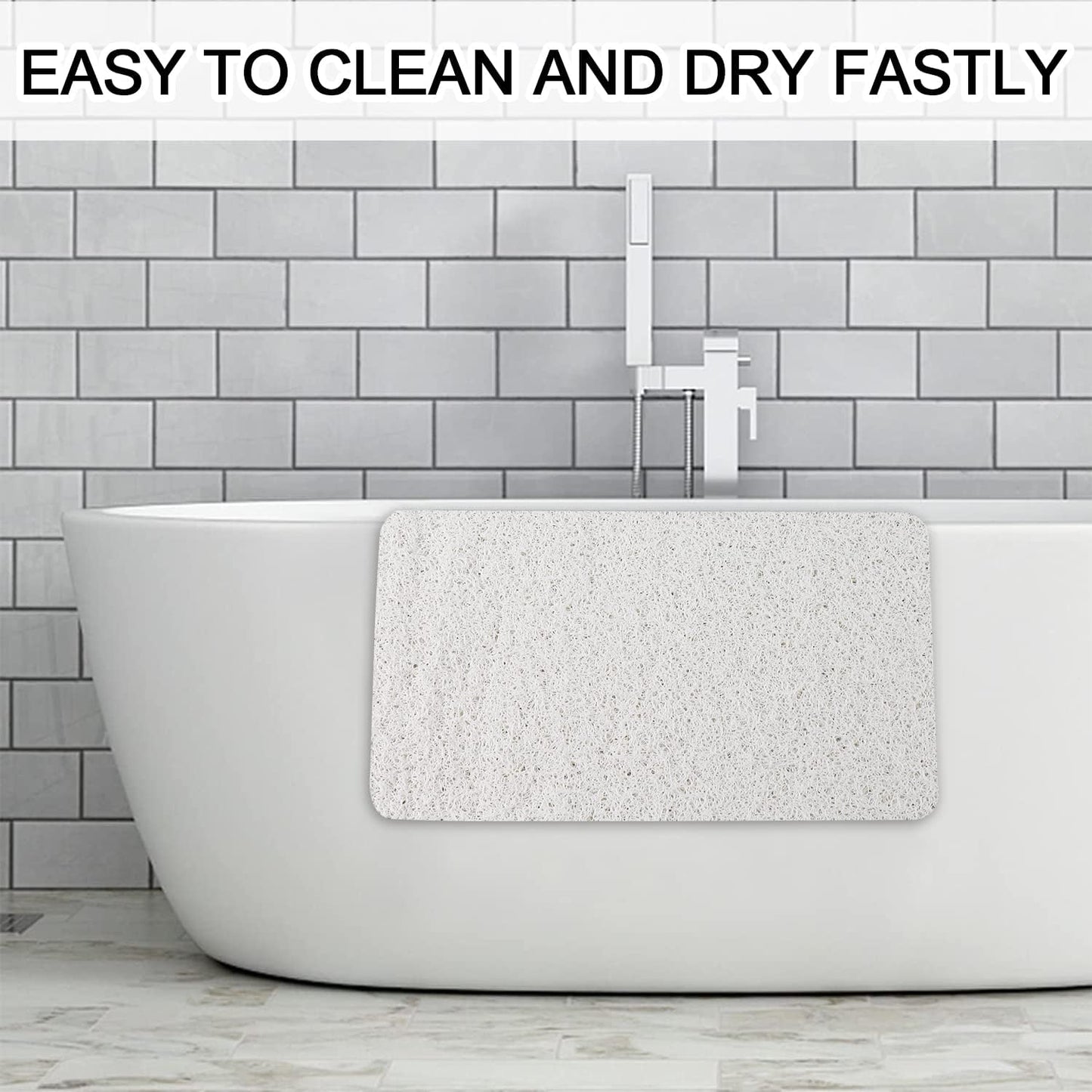 Square Shower Mat, Non Slip Bath Mat, Loofah Shower Stall Mats for Walk-in Shower, 32 x 32 Inches Shower Floor Mat with Drain, Bath Mats for Showers Bathroom, Tub, Seniors