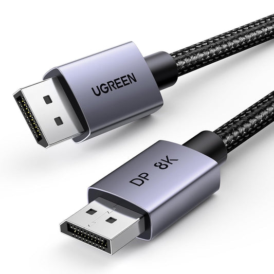 UGREEN VESA 8K DisplayPort 1.4 Cable, 8K@60Hz, 4K@144Hz, 1080P@240Hz, Support 32.4Gbps HDR, FreeSync, G-Sync, Display Port Cord Alu Braided Compatible Monitors, PC, Graphics, HDTV 6.6FT