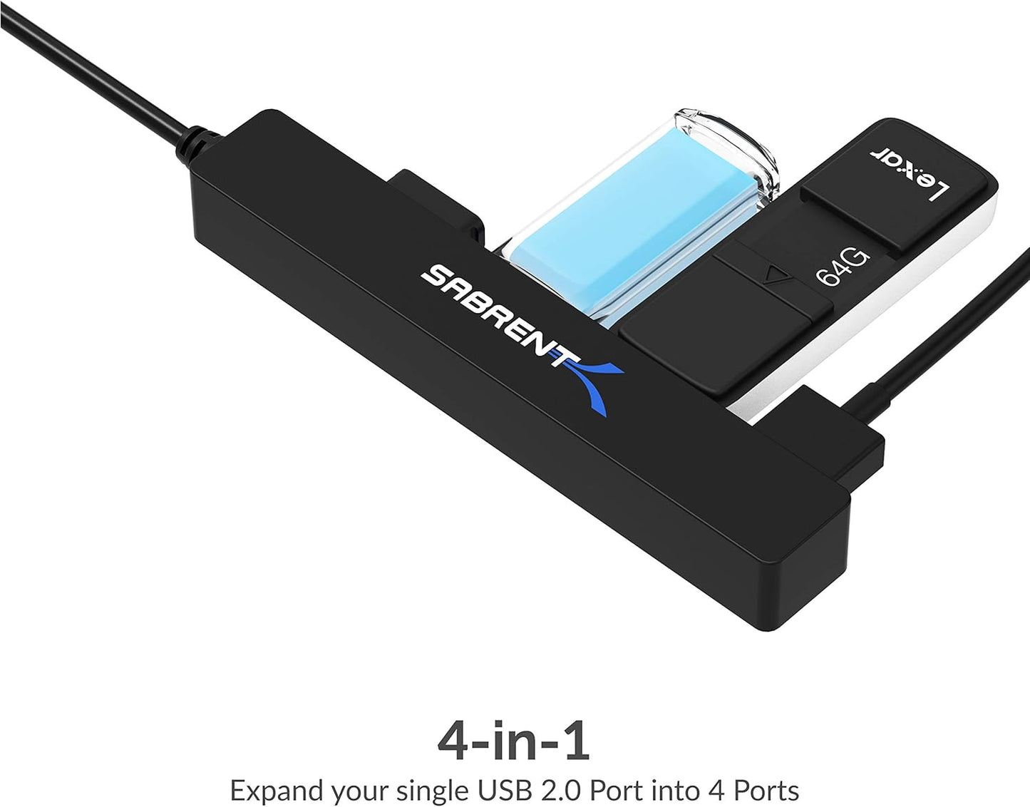 SABRENT USB hub, USB Adapter 2.0, 4 Port USB Extension with ON/Off switches, Multiple USB Splitter for SSD, PS4 PS5, PlayStation 5, Laptop, PC, Printer, MacBook, USB Stick, Notebook (HB-UMLS)