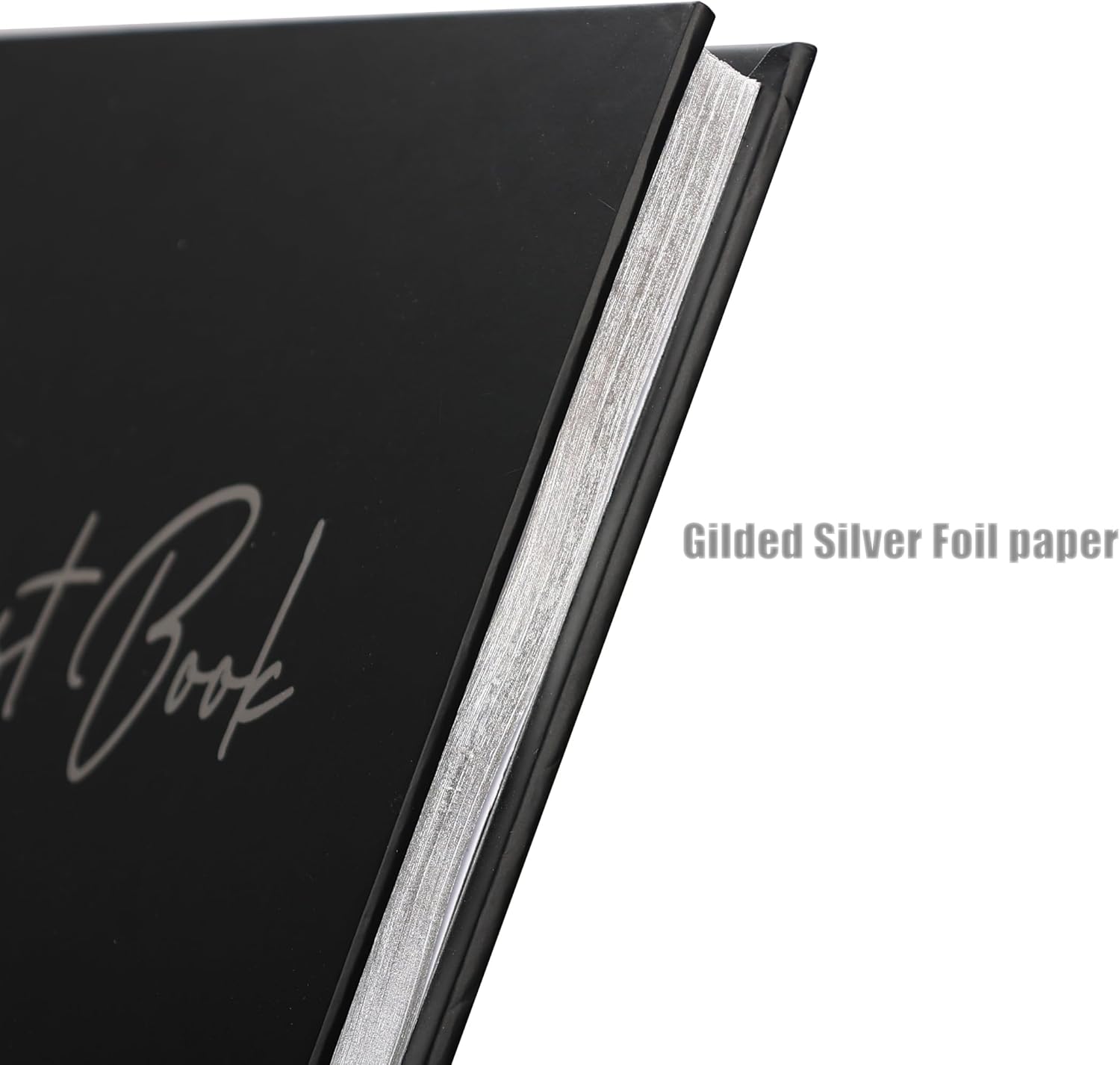 Black Guest Book for Funeral-7" x 9" Registry Sign In Book for Reception, Graduation Party, Birthday, Black Guestbook for Memorial Service with Gilded Silver Edges (100 pages) - PuriLite