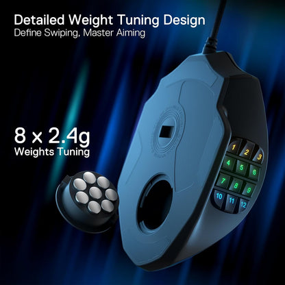 Redragon M913 Impact Elite Wireless Gaming Mouse, 16,000 DPI Wired/Wireless RGB Mouse with 16 Programmable Buttons, 45 Hr Battery and Pro Optical Sensor, 12 Side Buttons MMO Mouse