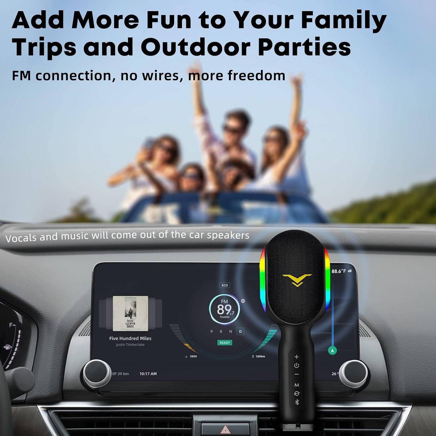 Wireless Bluetooth Karaoke Microphone, 5-in-1 Portable Handheld Mic Speaker with Dynamic RGB Lights, Mini Karaoke Machine for Car Travel Home Party, Music Recording, Duet Singing, Gift for Kids Adults