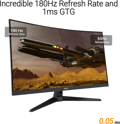 ASUS TUF Gaming 31.5” 1440P Curved HDR Gaming Monitor (VG32WQ3B) – QHD (2560 x 1440), 180Hz, 0.5ms, 1500R, Extreme Low Motion Blur, FreeSync, 90% DCI-P3, Shadow Boost, DisplayWidget, 3 yr Warranty