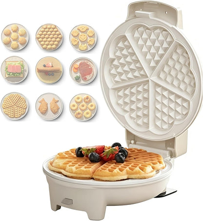 9-in-1 Electric Breakfast Maker, Quick Heat Multi-Functional Sandwich Grill & Waffle Machine, Non-Stick, Ideal Small Kitchen Appliance for Home & Dorm Use