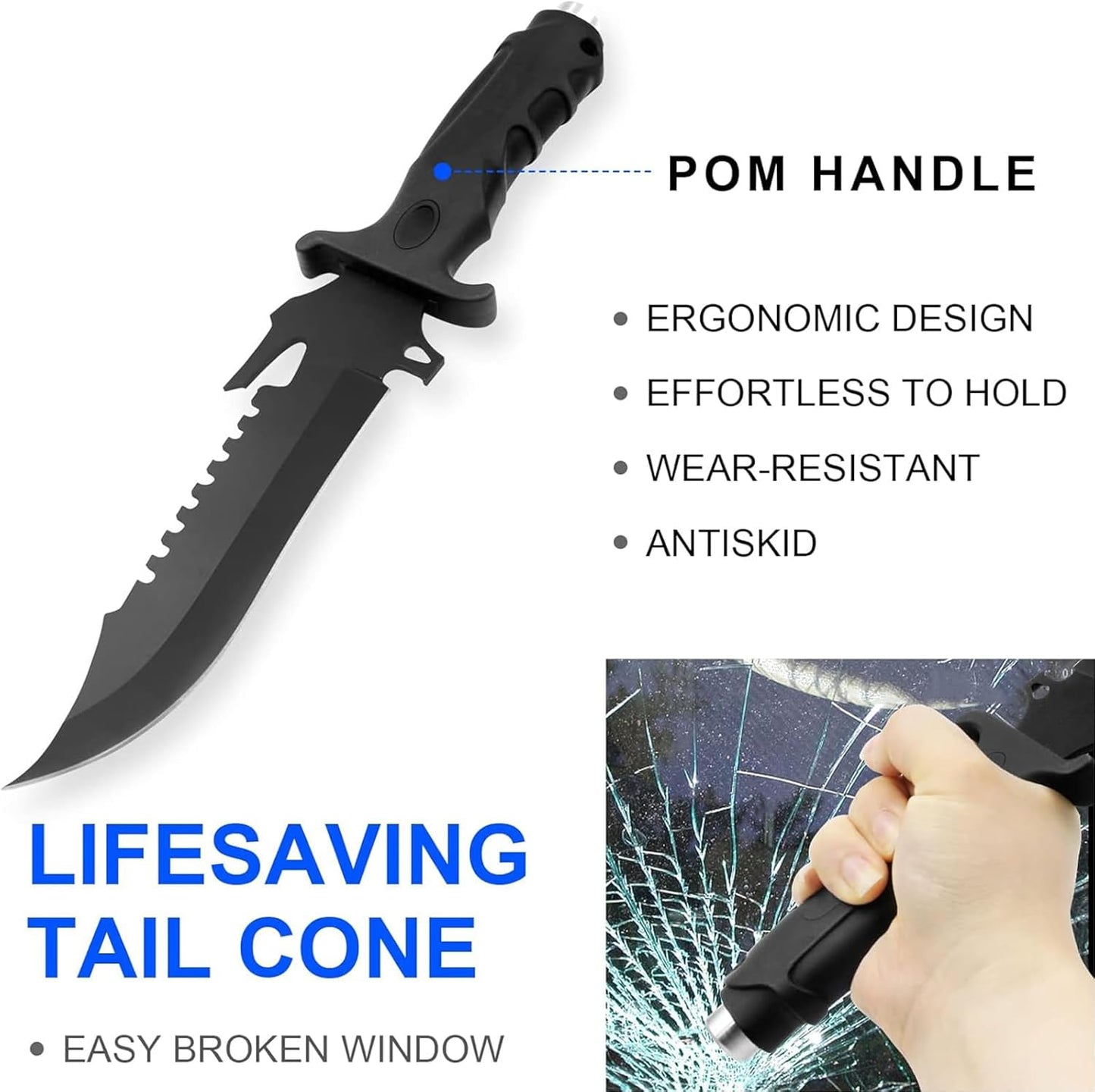 CLYZSTU Hunting Knife,Fixed-Blade Hunting Knives Multifunctional Survival Knife,5.7 Inch Blade Strong and Sharp Stainless Steel with Nylon Sheath For Outdoor Hunting Camping Fishing Hiking Self Defenses Field Survival S006B