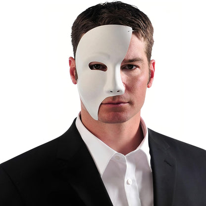 White Phantom Plastic Mask Costume Accessory - 1 Count - Durable, Mystery & Elegant - Ideal Halloween & Masquerade Party Wear, One Size Fit Most