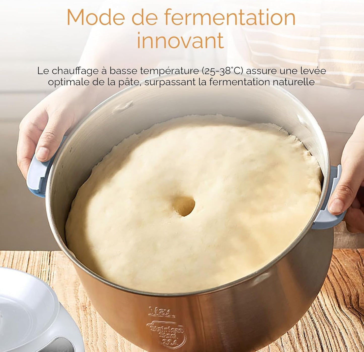 Joydeem JD-HMJ7L Machine à pâte électrique avec fonction de fermentation, minuterie pour micro-ordinateur, panneau tactile face vers le haut, 6,6 l, acier inoxydable 304