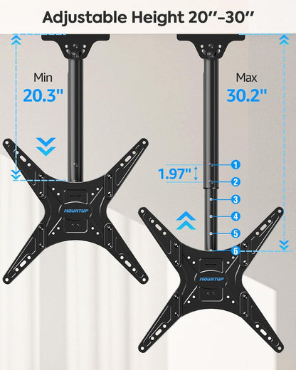 MOUNTUP Ceiling TV Mount for Most 24''-65'' TVs, Hanging TV Ceiling Mount for 32 43 50 55 60 65 inch TVs, Full Motion Height Adjustable TV Mount Bracket, Holds up to 99lbs, Max VESA 400x400mm, MU0039