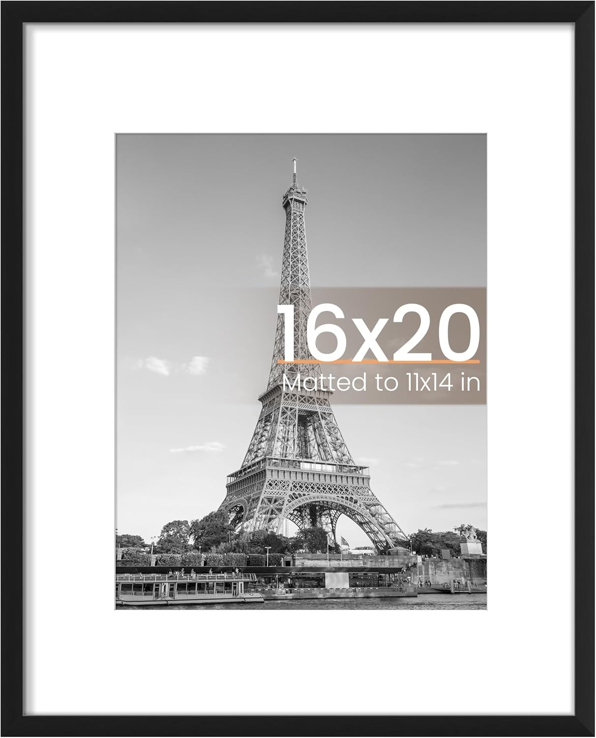 upsimples 11x14 Picture Frame, Display Pictures 8x10 with Mat or 11x14 Without Mat, Wall Hanging Photo Frames, Black