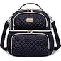 Everfun Womens Lunch Box Two Compartments Insulated Lunch Tote Bag Large Leakproof Soft Cooler for Work Picnic Travel, Black