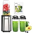 La Reveuse Smoothie Blender Personal Size 300 Watts with 2 Pieces 18 oz BPA-Free Travel Sports Bottles,Grey