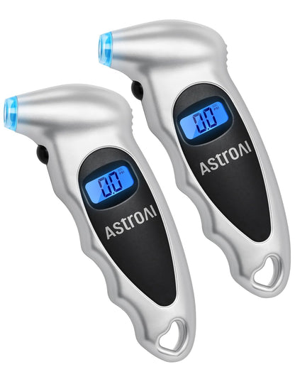 AstroAI Digital Tire Pressure Gauge with Replaceable AAA Batteries, 150 PSI 4 Settings Industrial Tire Gauge for Car Truck Bicycle Backlit LCD Non-Slip Grip Car Accessories(Black)