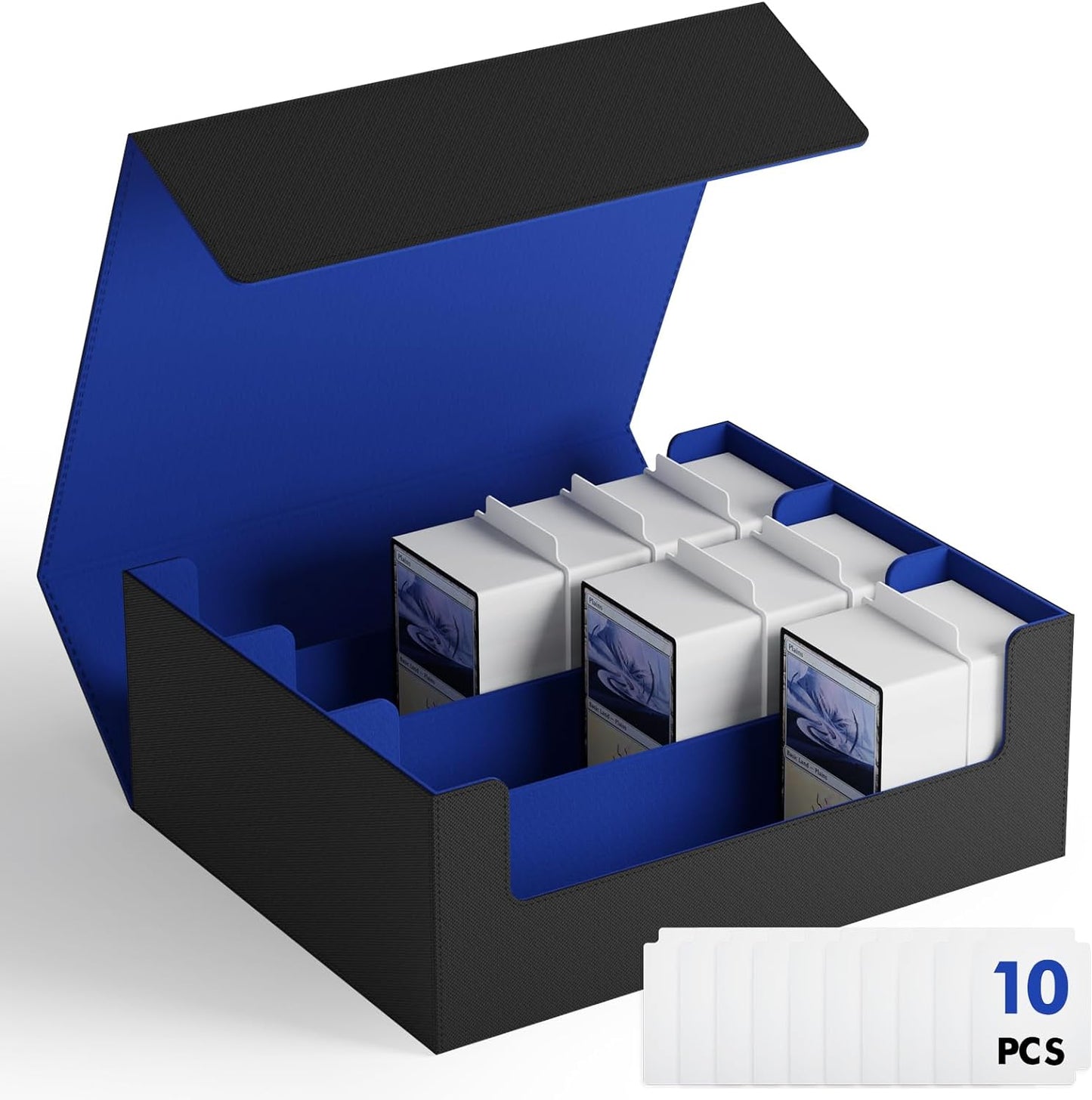 ZLCA Card Storage Box for MTG PTCG, Commander Deck Box Holds 3000+ Cards, Card Storage Case with 4 Stoppers, Card Organizer for TCG Sport Cards (Black)