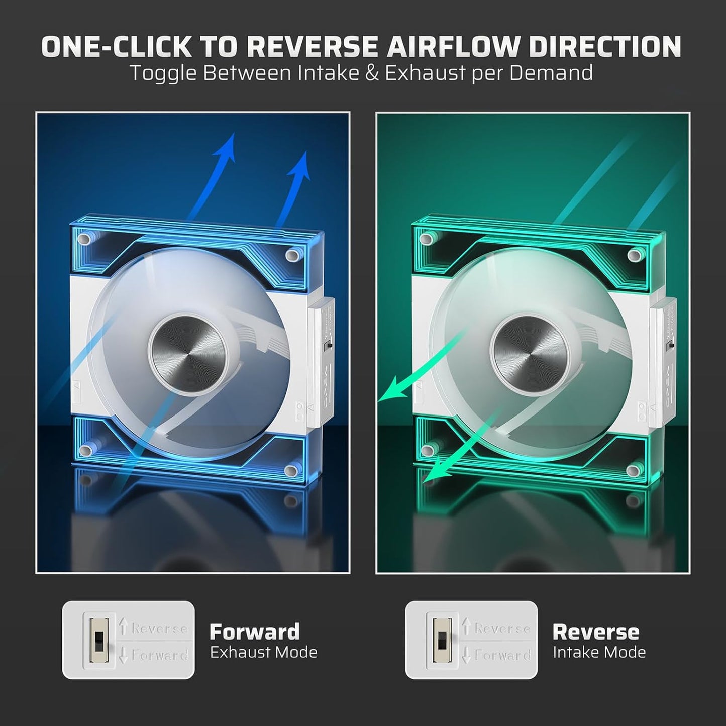 LTC CF-123D 120mm PC Case Fan, Daisy-Chain Connection, Infinity Mirror ARGB Lighting, Reversible Airflow 2000RPM Max, HDB Bearing PWM Computer Case Cooling Fan, Motherboard SYNC, 3 Pack, Black