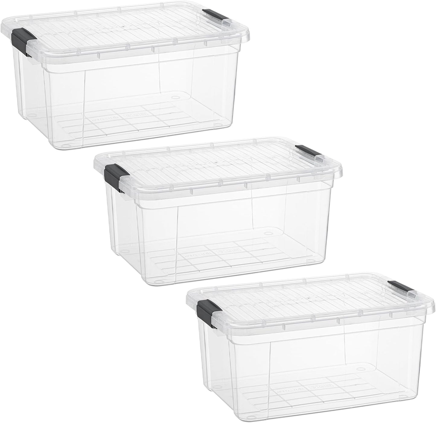 Superio Storage Bins with Lids- 3 Pack, 1.85 Qt Clear Boxes for Organizing, Stackable Plastic Containers- BPA Free, Non-Toxic, Odor Free, Organizer for Home, Office, Dorm