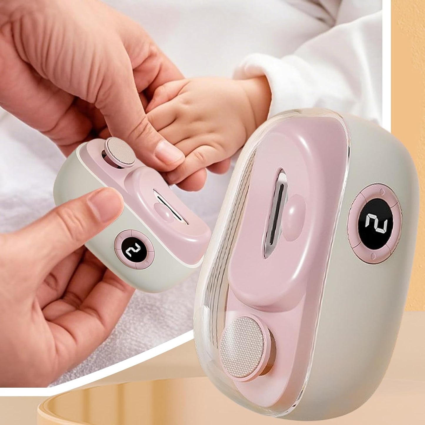 Electric Nail Clippers for Seniors - Automatic Nail Clipper | USB Rechargeable Fingernail Trimmer | LED Nail Clippers with 3-Speed Settings & Scraps Storage for Travel Home