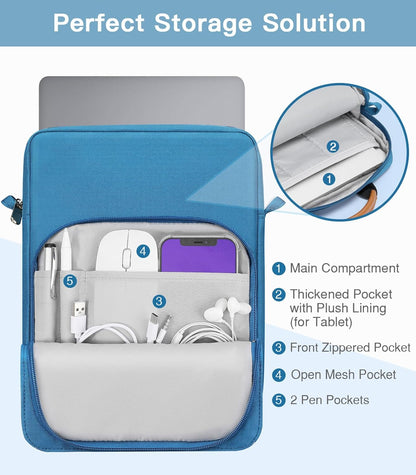 MoKo 13.3-14 Inch Laptop Sleeve Bag Fits MacBook Pro M3/M2 14" 2023, MacBook Pro 13" M2, New MacBook Air 13.6" M3/M2 2024/2022,Tab S8 Ultra 14.6",Handle Carrying Case with Shoulder Strap, Black & Gray - PuriLite
