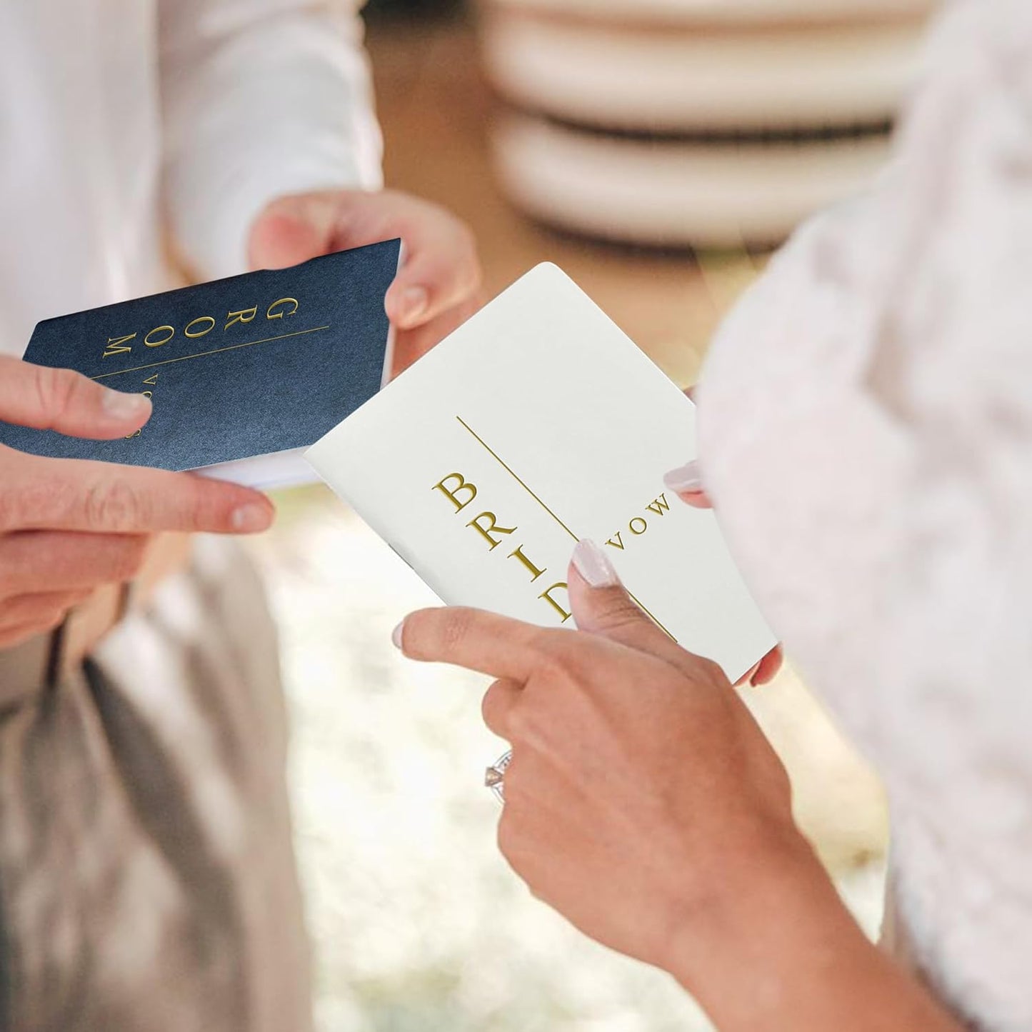 WeddingGiftsWedding Vow Books His and Hers Soft Touch Gold Foil Engraving Vow Books Wedding Essentials Wedding Accessories(TR-HH-Black)