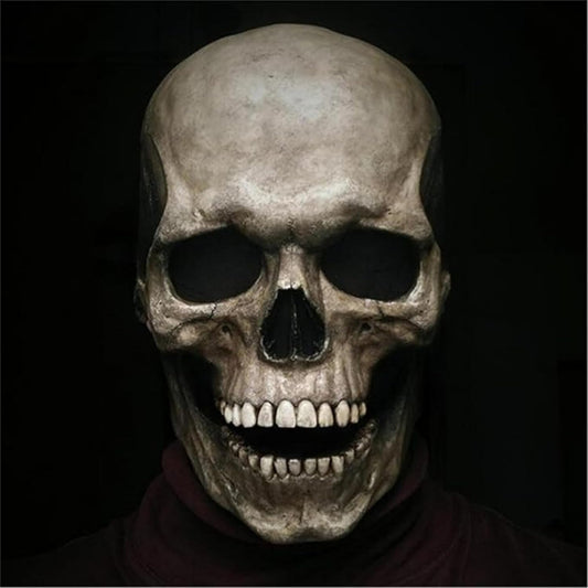 Skull Mask Moving Jaw,Realistic Halloween Mask for Men,Scary Skeleton Grim Reaper Mask,Halloween Creepy Adult Skull Face Mask