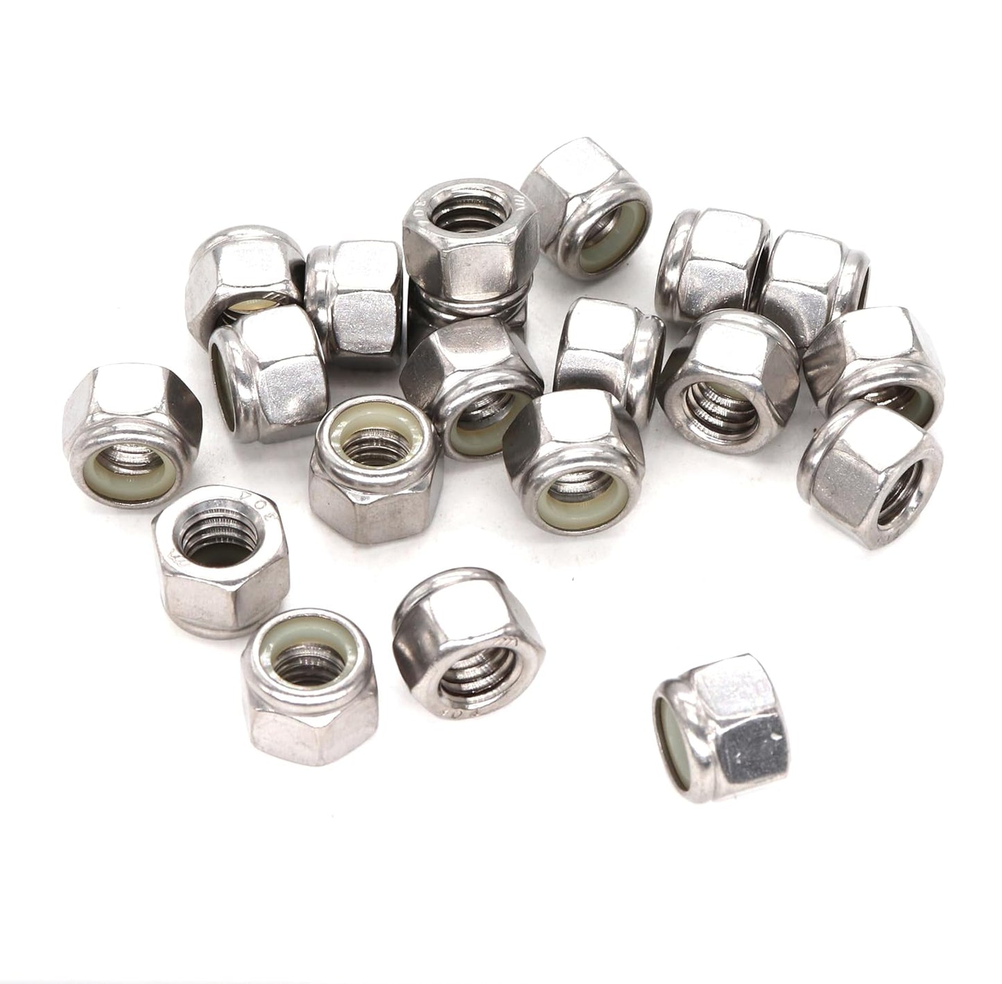 binifiMux 50pcs 1/4-20 Nylon Inserted Self Locking Nuts 304 Stainless Steel