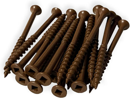 #8 x 3" Deck Screws | Square Drive | Bugle Head | Brown Ruspert | 100pcs Box