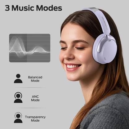 Monster Persona 3rd ANC Active Noise Canceling Headphones, Wireless Bluetooth 5.4 Over-Ear Headphones with 6 Mics, 70H Playtime and 3 EQ Modes, Deep Bass, Foldable Comfort Design for Travel, Purple