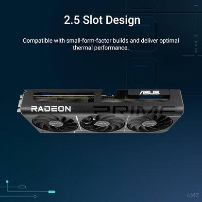 ASUS Prime Radeon™ RX 9060 XT 16GB GDDR6 OC Edition Graphics Card (PCIe 5.0, HDMI/DP 2.1, 2.5-Slot Design, axial-tech Fans, Dual Ball Fan Bearings, Dual BIOS, ASUS GPU Guard)