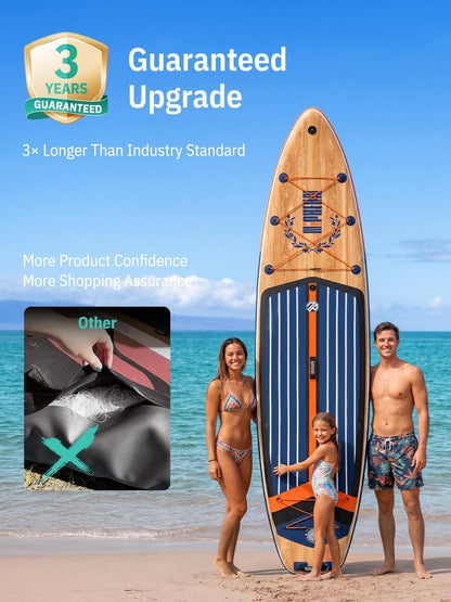 Niphean (Extra Large) Inflatable Paddle Board, 11ft SUP 2+1 People Family | 500lbs Capacity Stand Up Paddle Boards for Adults with SUP Accessories, StabilTrac Fin Non-Slip Paddleboard