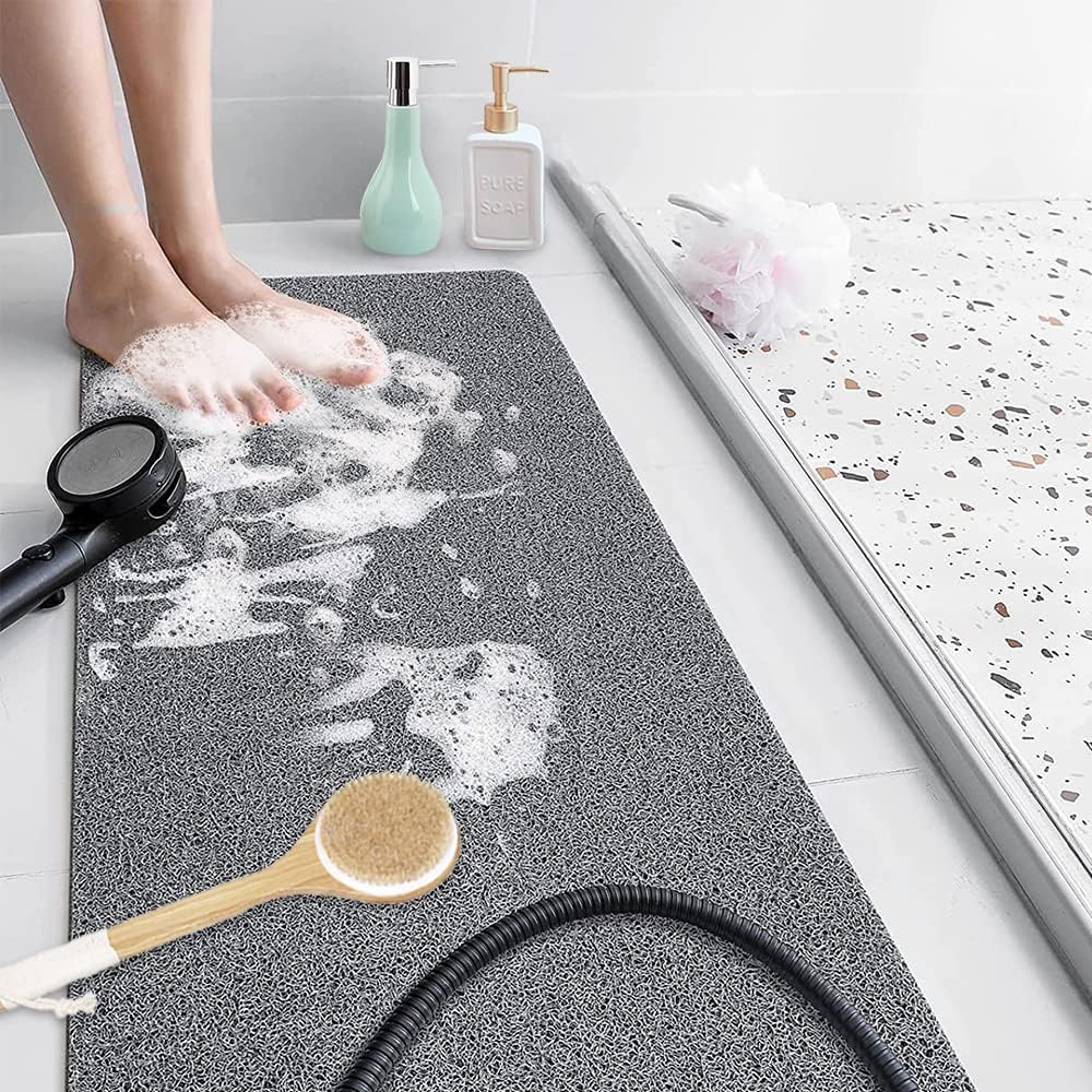 Square Shower Mat, Non Slip Bath Mat, Loofah Shower Stall Mats for Walk-in Shower, 32 x 32 Inches Shower Floor Mat with Drain, Bath Mats for Showers Bathroom, Tub, Seniors