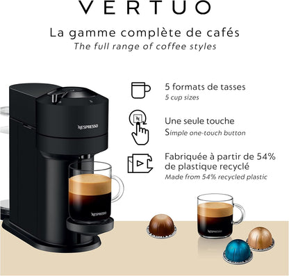 Nespresso Vertuo Next Coffee and Espresso Machine by Breville with Aeroccino Milk Frother - Light Grey