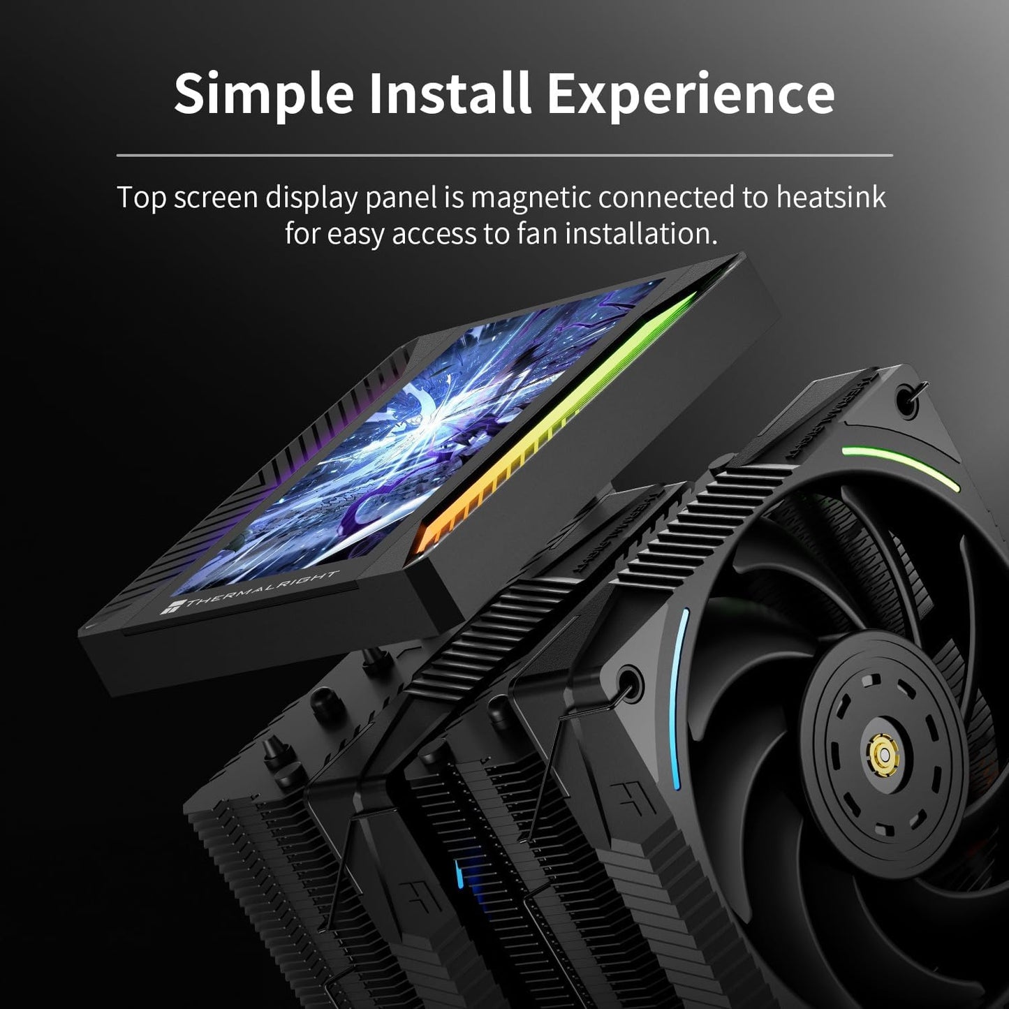 Thermalright Peerless Assassin 120 Vision MAX ARGB Black CPU Air Cooler,PC Heatsink Cooler with Dual PWM Fans,PC Display Screen Cooler of 5’’-Magnetic,480x854 Resolving,for LGA1851/1700,AM5