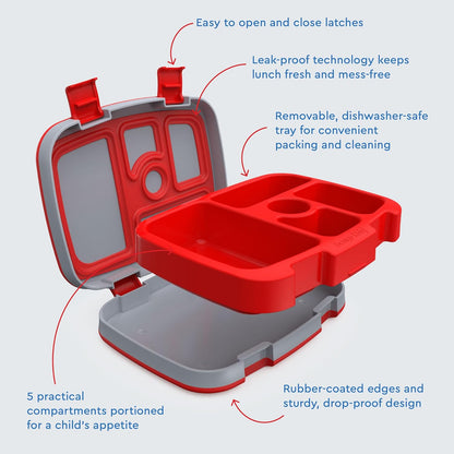 Bentgo Kids Prints (Sharks) - Leak-Proof, 5-Compartment Bento-Style Kids Lunch Box - Ideal Portion Sizes for Ages 3 to 7 - BPA-Free and Food-Safe Materials