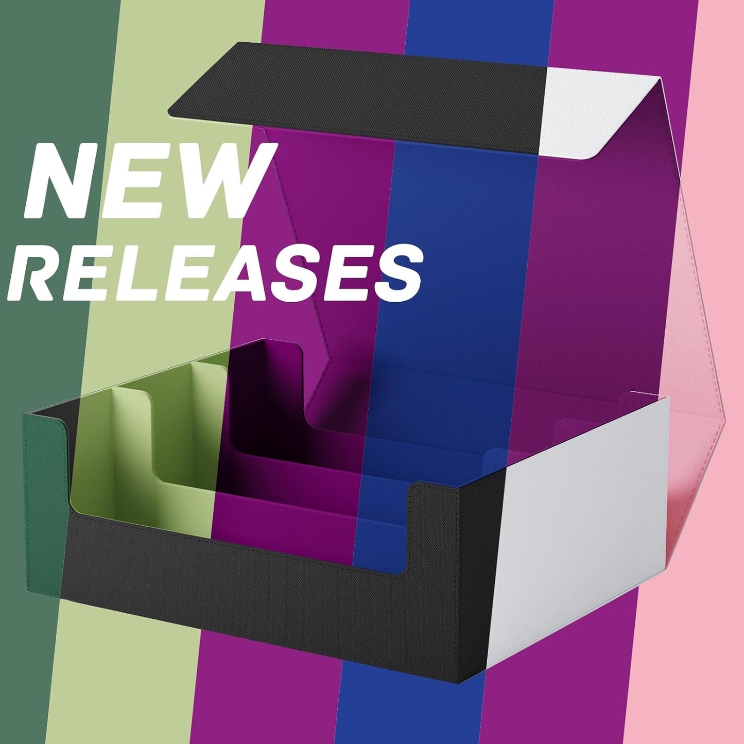 ZLCA Card Storage Box for MTG PTCG, Commander Deck Box Holds 3000+ Cards, Card Storage Case with 4 Stoppers, Card Organizer for TCG Sport Cards (Black)