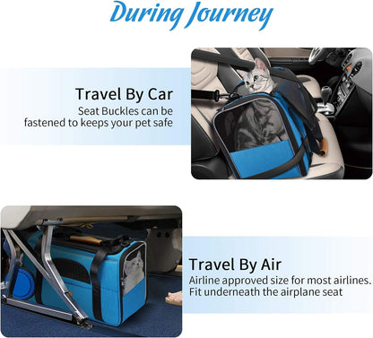 Morpilot Cat Carrier Soft - Portable Pet Carrier for Small or Medium Cats, Dogs and Puppy up to 14lbs, Airline Approved Dog Carrier with Safety Buckle - (Dark Gray)