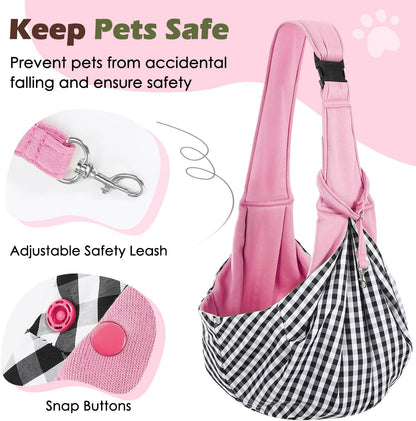 Pawaboo Small Dog Sling Carrier, Reversible Hands Free Dog Sling Carrier for Small Dogs and Cats, Puppy Sling Carrier with Adjustable Strap Buckle & Safety Harness, Puppy Essentials, Grey
