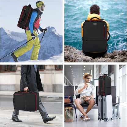 Mogplof Carry on Backpack, Airline Flight Approved Travel Backpack for Men, WOmen 40L Extra Large Expandable Water Resistant Backpack Lightweight Daypack Perfect Fit for 17 17.3 Inch Laptop, Black