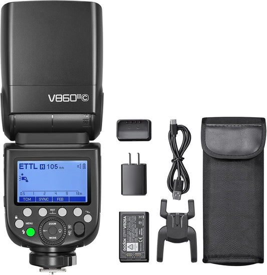 Godox V860III-C Flash Speedlite for Canon Cameras Wireless TTL Speedlite Light with 7.2V / 3000mAh Rechargeable Li-ion Battery Built-in 2.4G X System Manual/Auto Flash GN60 1/8000s HSS Camera Flash