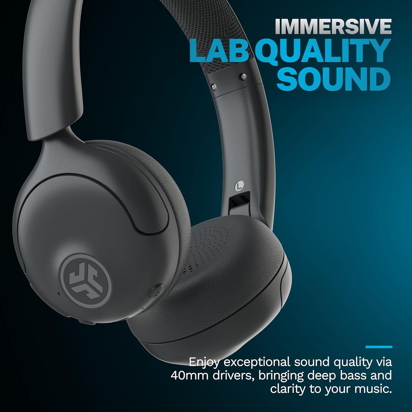 JLab Go Lux ANC Wireless Headphones, Cloud White, Hybrid Active Noise Cancelling, Premium On-Ear Bluetooth Headset, Customizable Sound, Be Aware Mode, Cloud Foam Comfort, Multipoint Connection