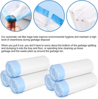 Cat Litter Box Liners, 120 Count Large Cat Litter Bags Thickened Cat Litter Waste Receptacles Bags Automatic Self Cleaning Cat Litter Box Liner, Universal Compatible for Most Litter Boxs
