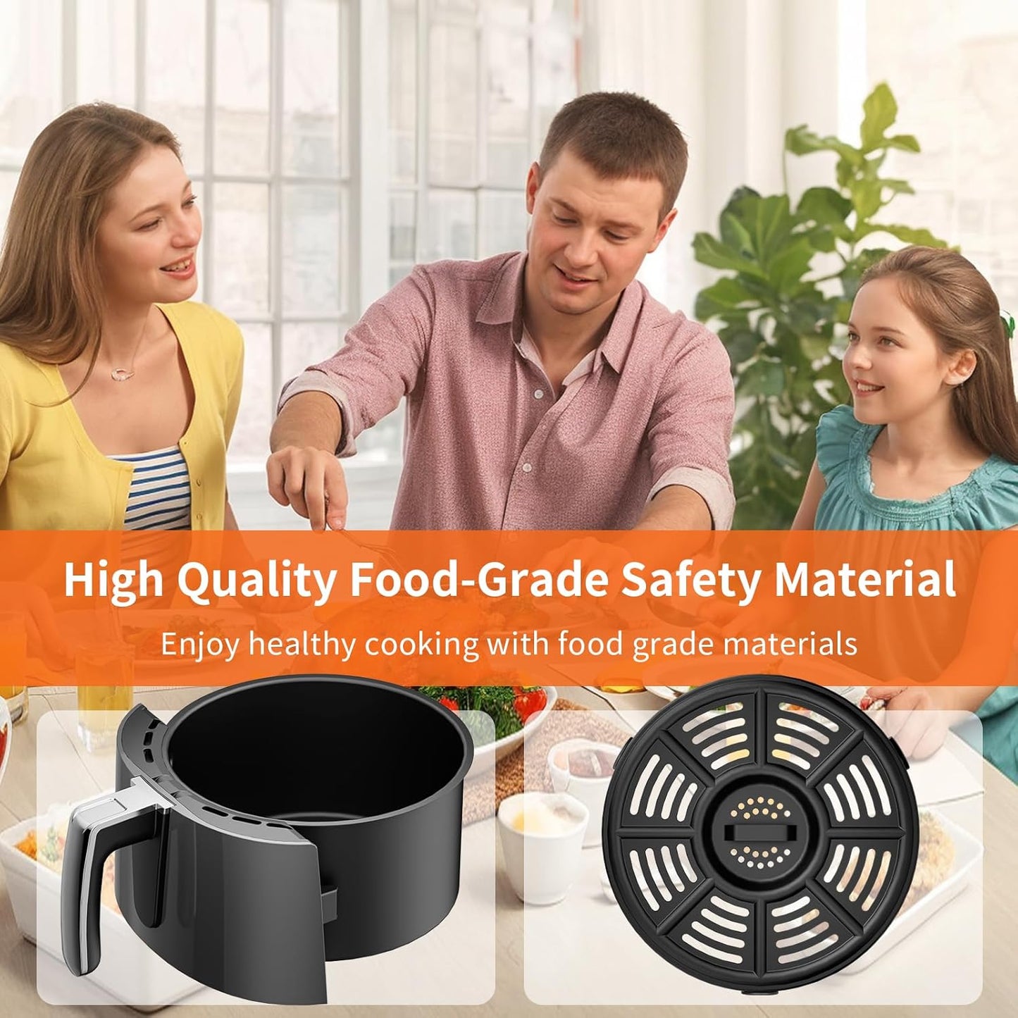Air Fryer Basket Replacement Basket and Tray for Ninja AF161, Air Fryer Accessories for Ninja AF150 and AF161, Non-Stick Air Fryer Basket with Cover for Ninja AF150 and AF161, Dishwasher-Safe Basket